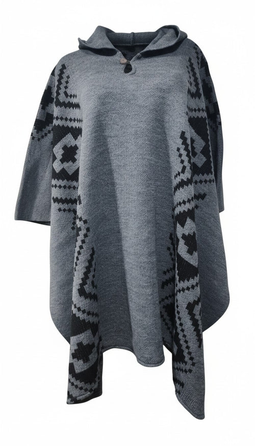 Poncho Étnico Gris