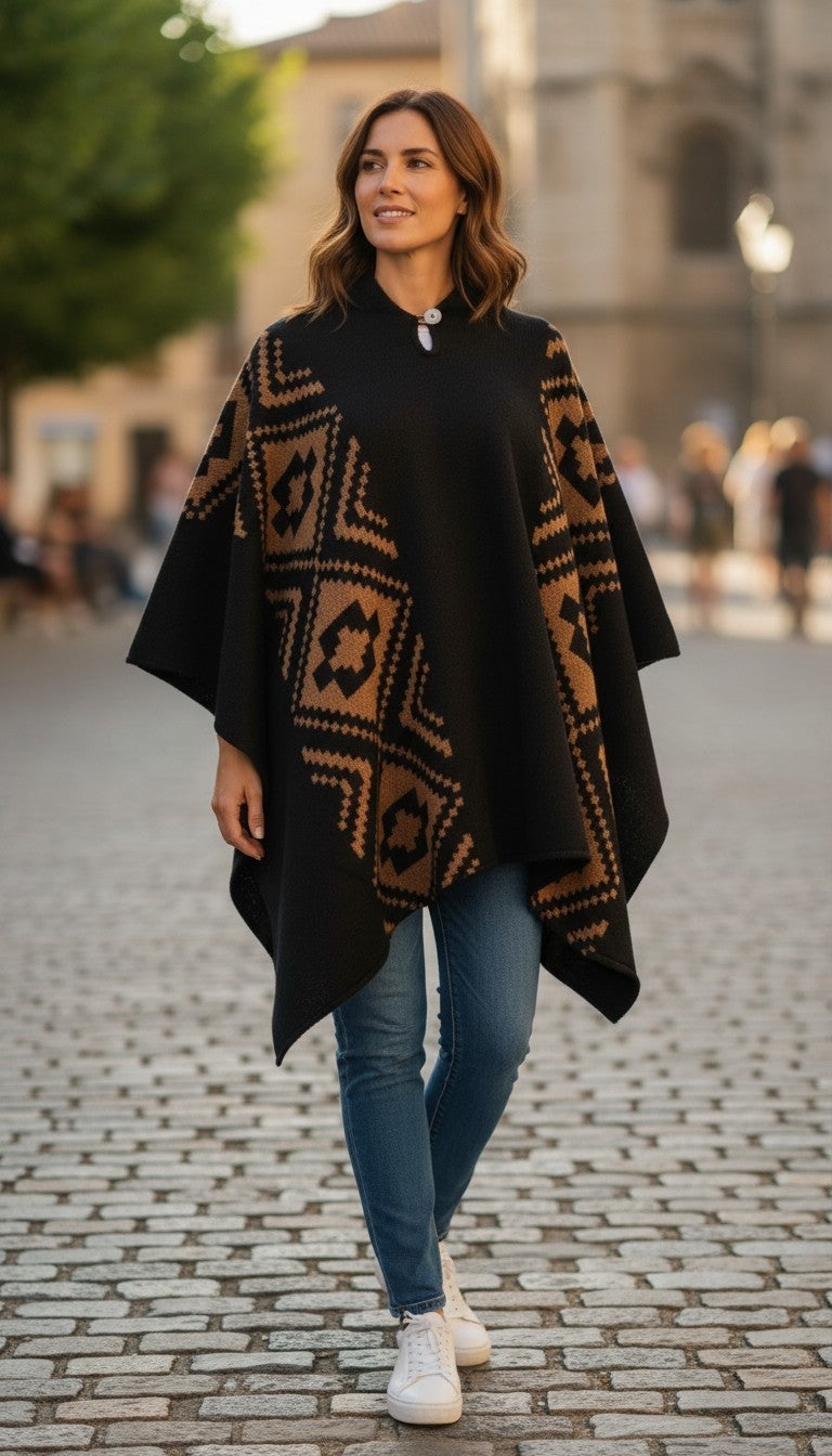 Poncho Étnico Negro